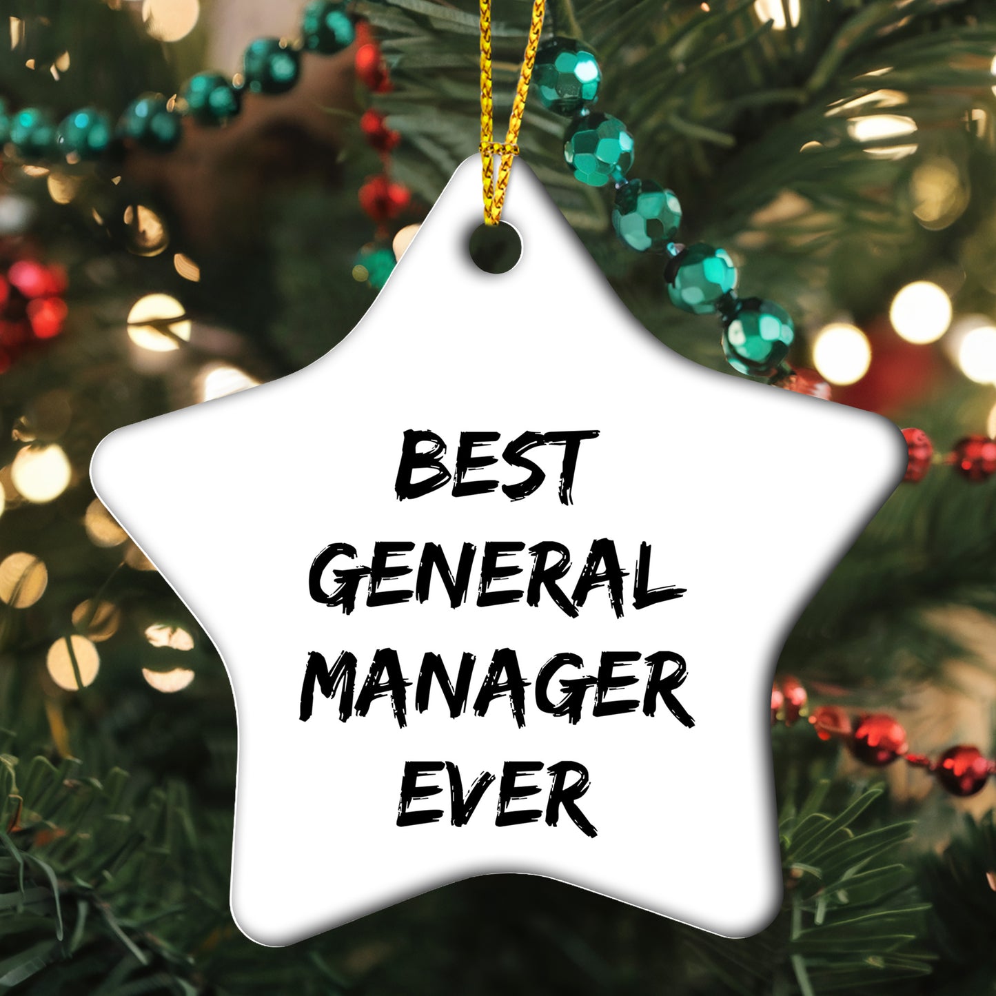 Funny General Manager Gift, 'Best General Manager Ever' Star Ornament for Office Decor, Gifts from Friends for Christmas