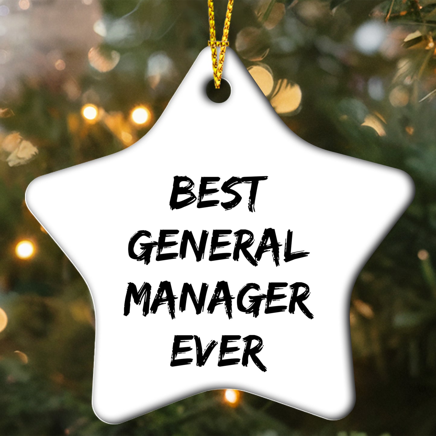 Funny General Manager Gift, 'Best General Manager Ever' Star Ornament for Office Decor, Gifts from Friends for Christmas