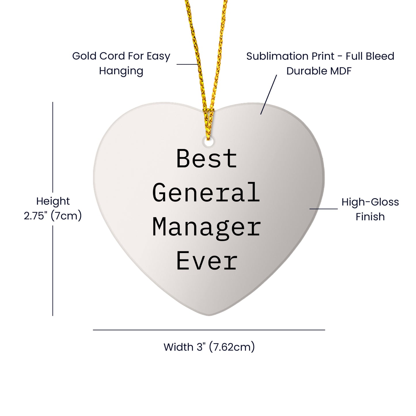 Funny General Manager Gifts from Men to Best General Manager Ever 'Love' Heart Ornament for Christmas Unique Gifts