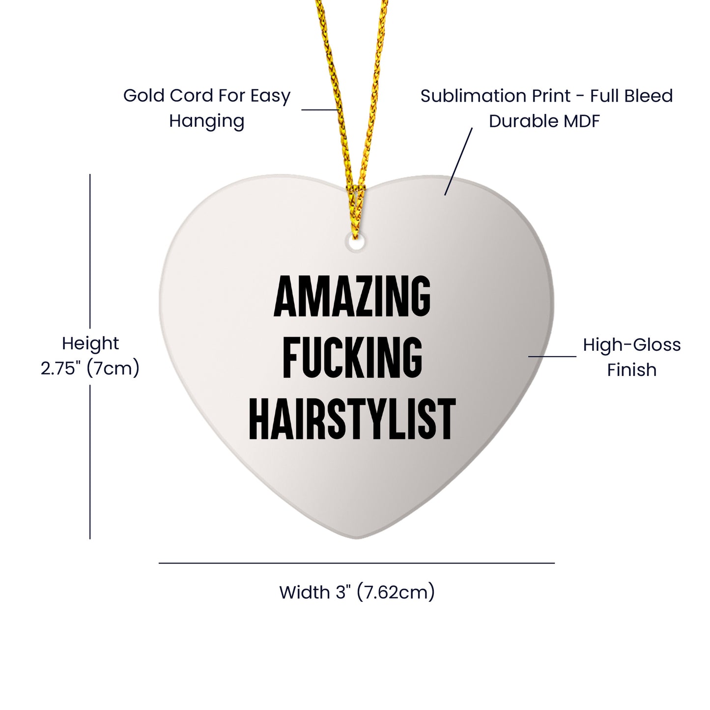 Funny Hairstylist Gifts, Heart Ornament with Amazing Quote, Perfect for Hairstylist Women, Gifts from Friends to Hairstylist, Christmas Unique Gifts