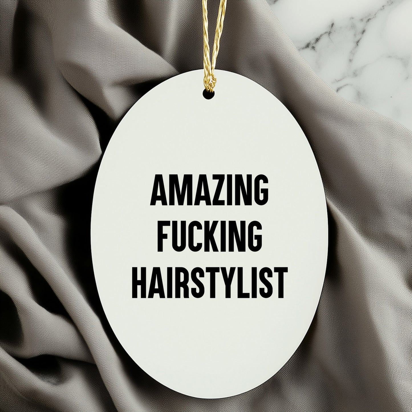 Funny Hairstylist Gifts from Friends, Women, Family - Amazing F-king Hairstylist Oval Ornament, Christmas Unique Presents for Hairstylist