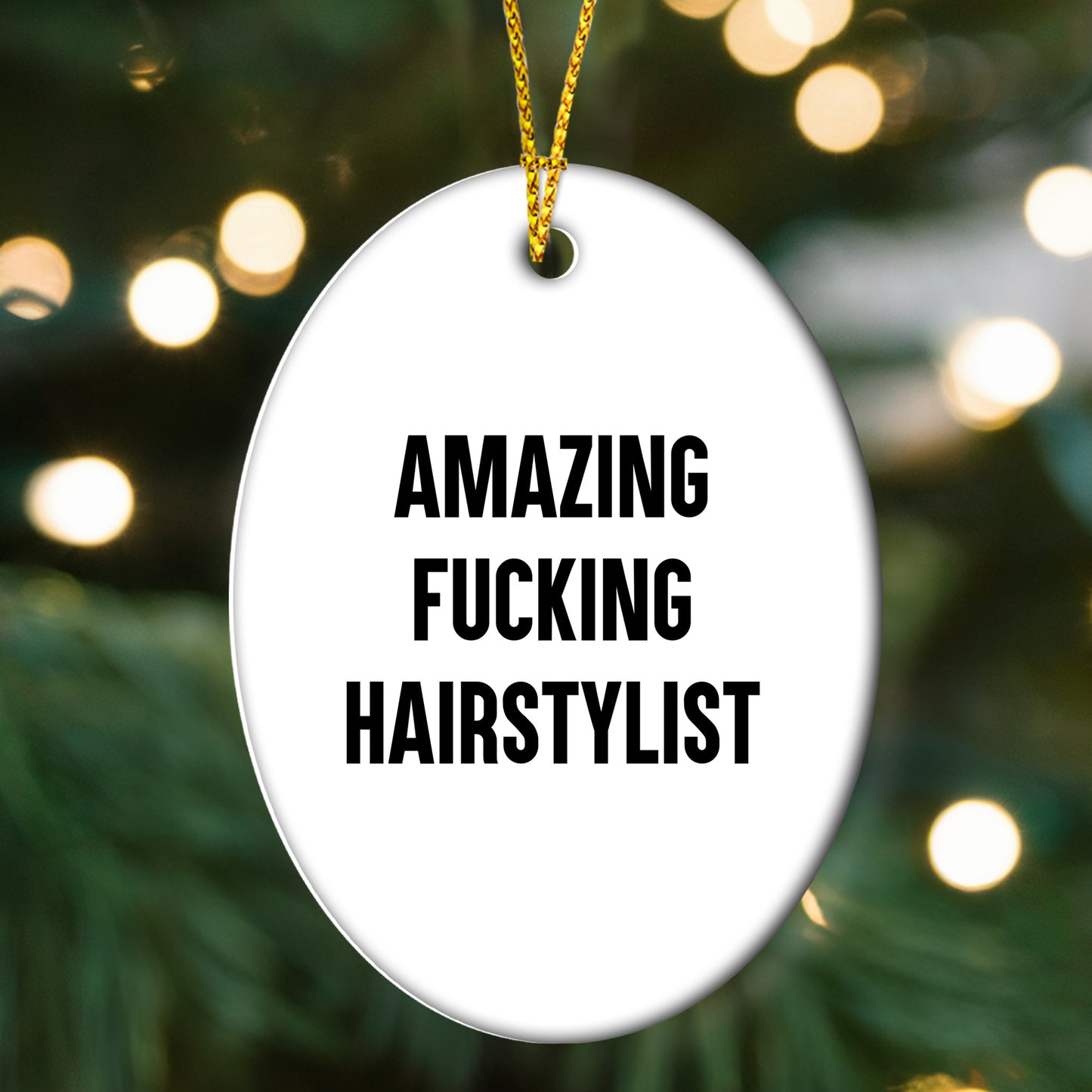 Funny Hairstylist Gifts from Friends, Women, Family - Amazing F-king Hairstylist Oval Ornament, Christmas Unique Presents for Hairstylist