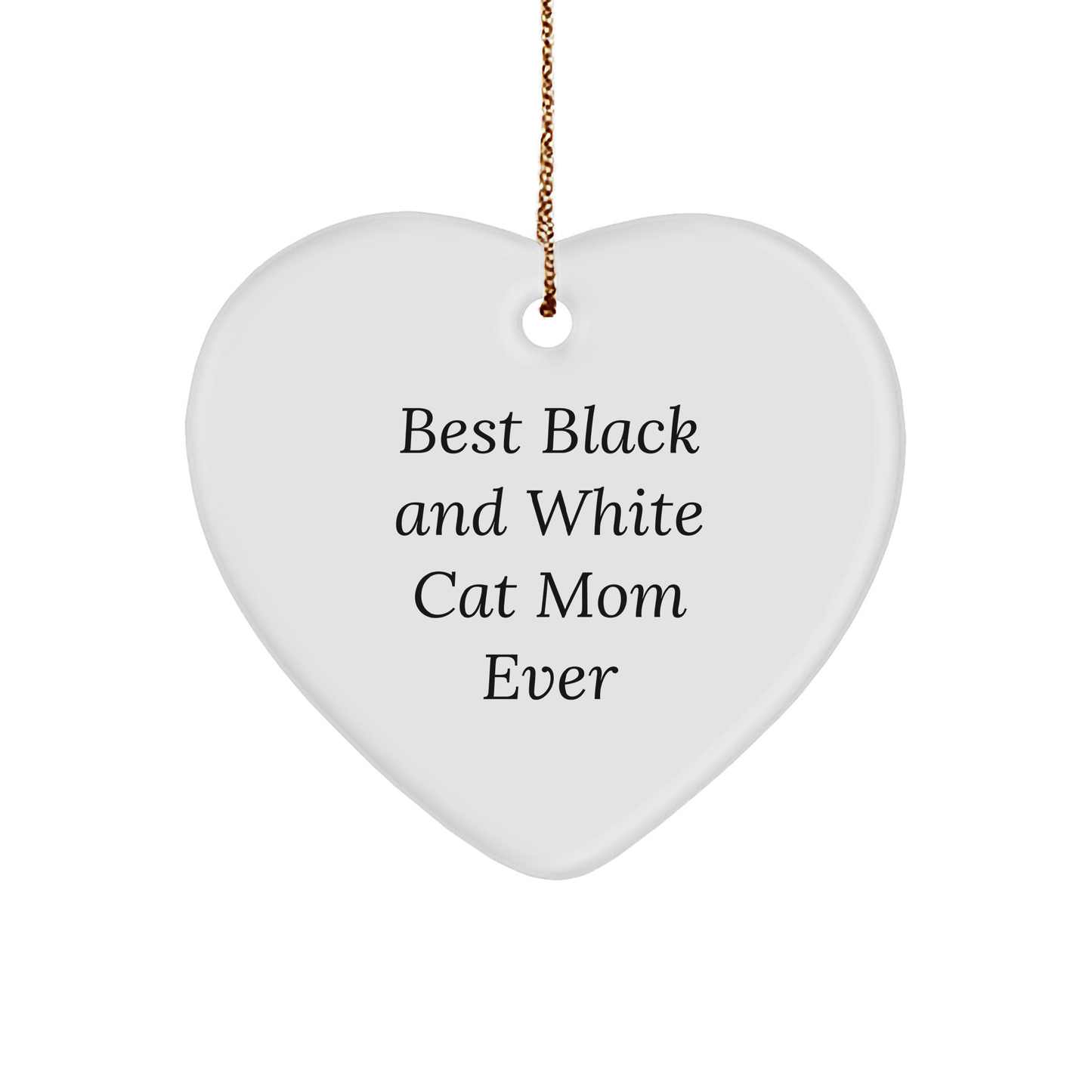 Funny Heart Ornament for Black and White Cat Lovers - Gifts from Mom to Friends and Family for Christmas