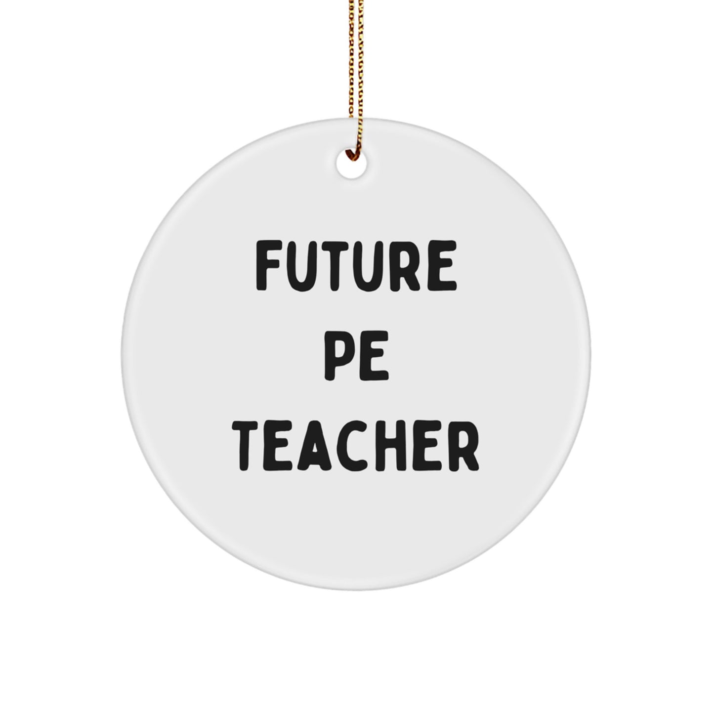 Funny Inspirational PE Teacher Circle Christmas Ornament, 'Future PE Teacher' Gifts