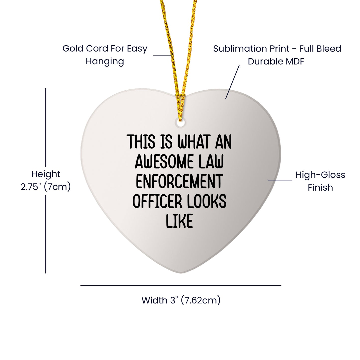 Funny Law Enforcement Officer Christmas Ornament Gift for Cops, Police Officers, and Law Enforcement Heroes – Available in Round, Star, Oval, Heart & Snowflake Shapes - Mallard Moon Gift Shop