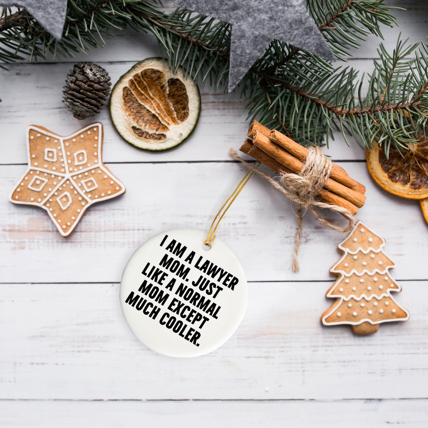 Funny Lawyer Mom Gifts, I Am A Lawyer Mom Circle Ornament, Christmas Unique Gifts from Friends to Family