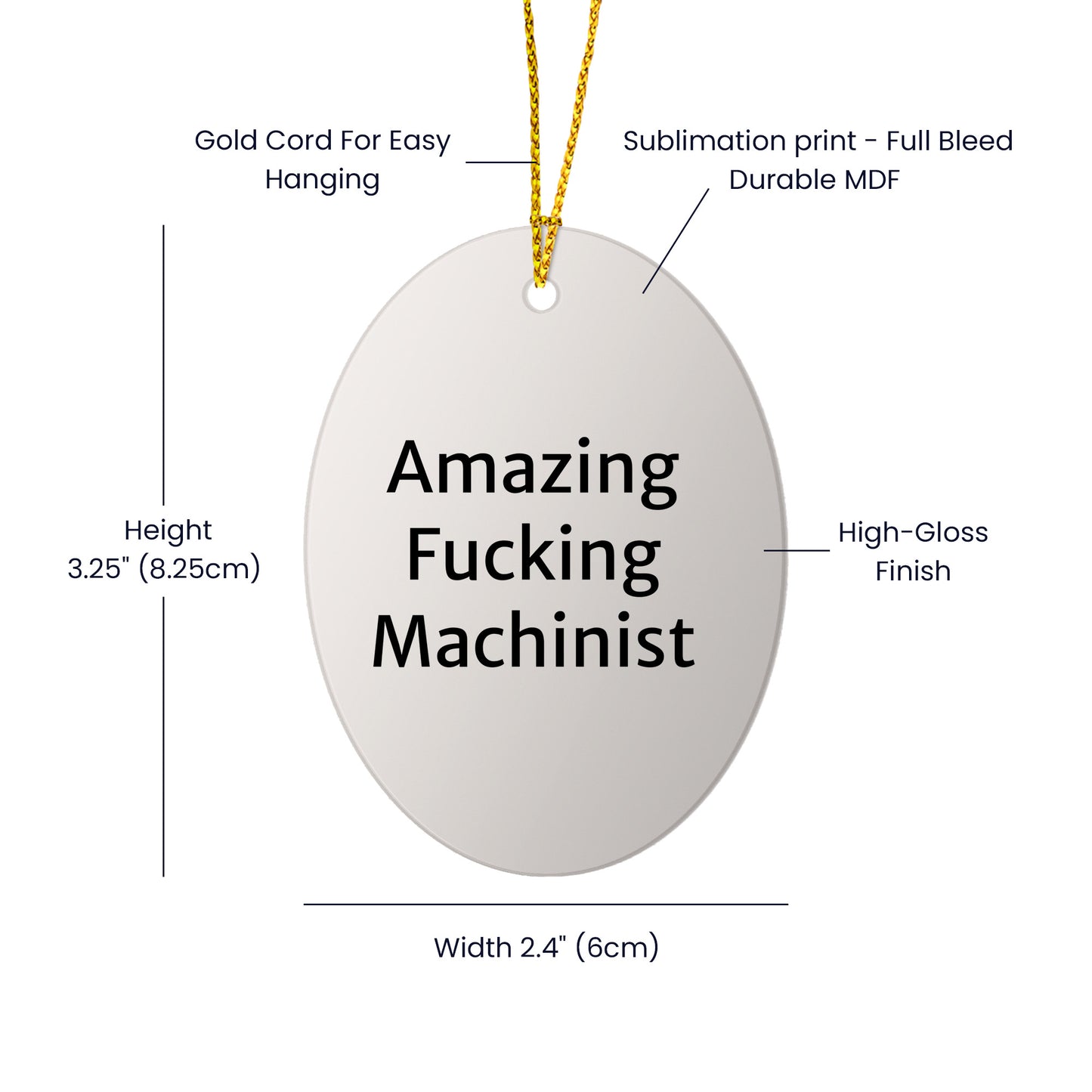 Funny Machinist Gifts for Men from Family - Amazing Oval Ornament for Christmas