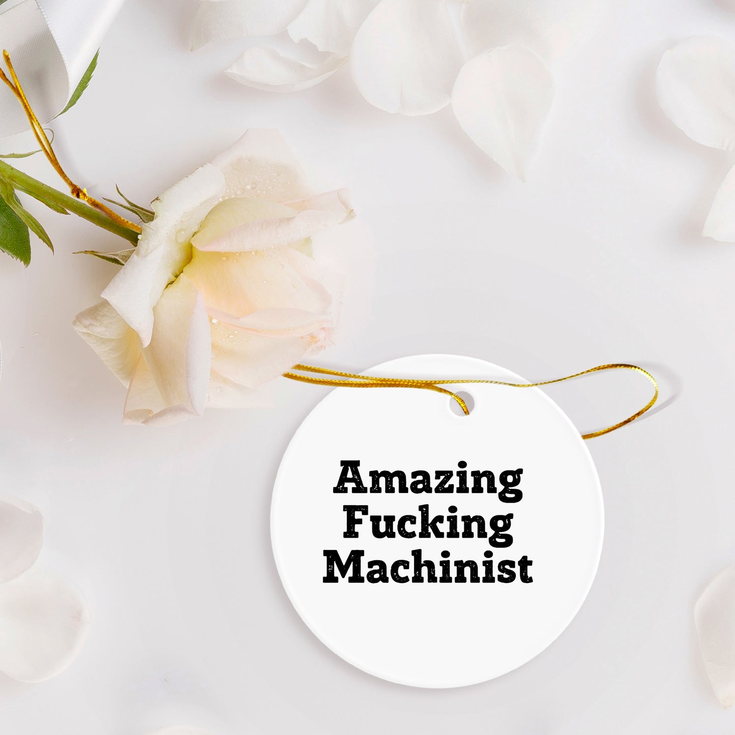 Funny Machinist Gifts from - Circle Ornament with 'Amazing F-king Machinist' Quote, Perfect for Christmas Unique Gifts for Men, Women, or Friends