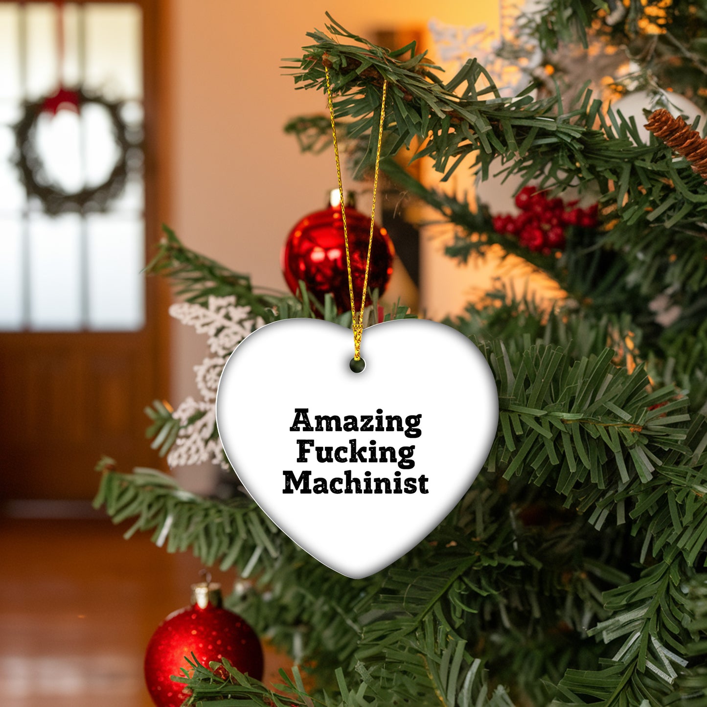 Funny Machinist Gifts from Friends, 'Amazing F-king Machinist' Heart Ornament for Men, Unique Christmas Unique Gifts for Machinist