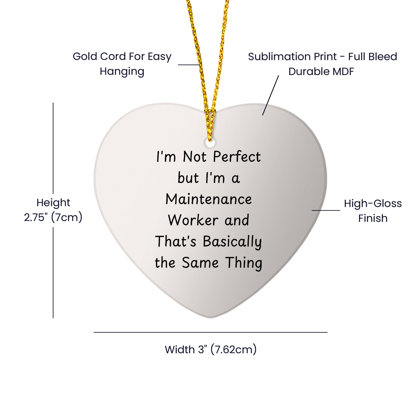 Funny Maintenance Worker Gifts, Heart Ornament, 'I'm Not Perfect But I'm A Maintenance Worker... Gifts from Friends and Family for Christmas