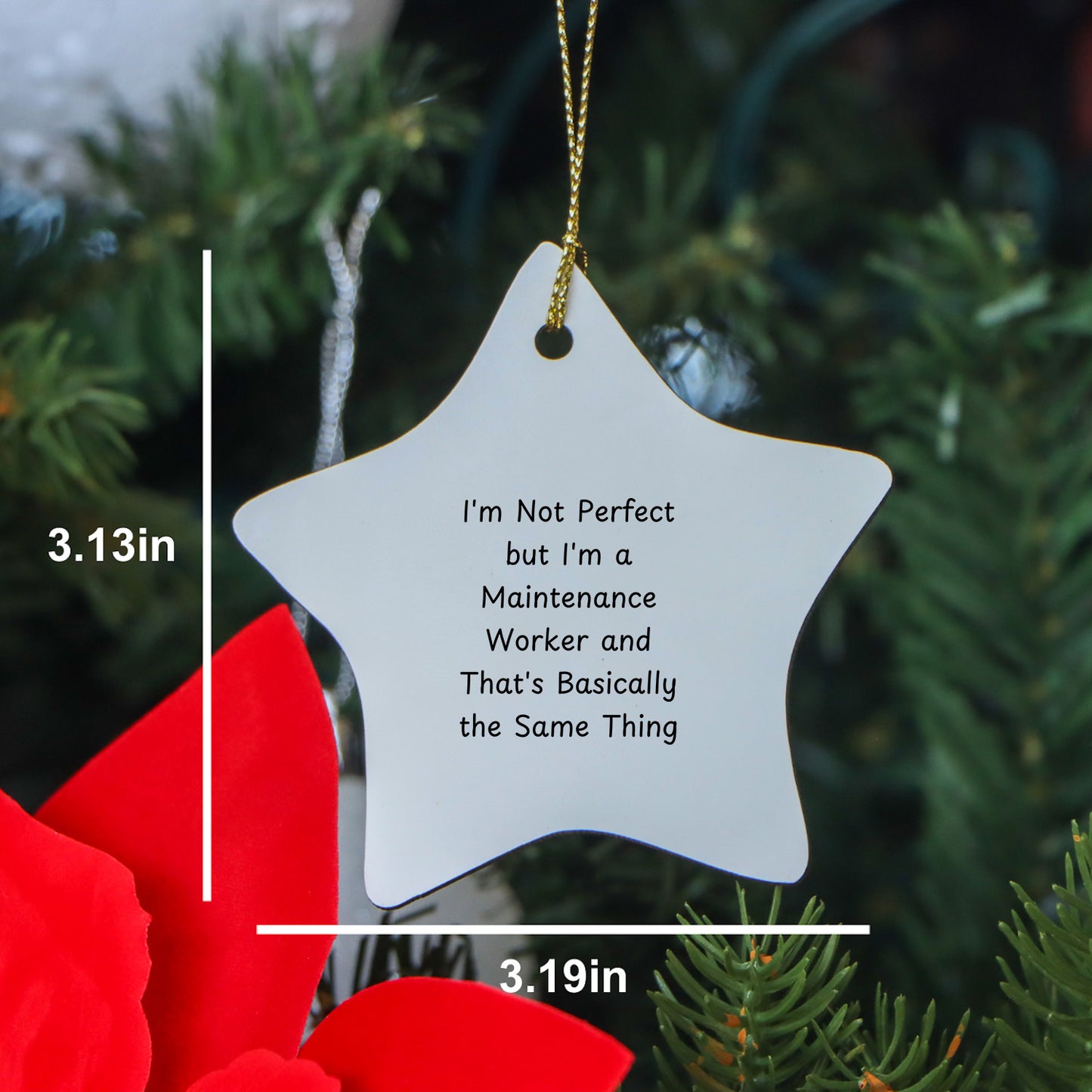 Funny Maintenance Worker Gifts from Friends - 'I'm Not Perfect' Star Ornament for Christmas