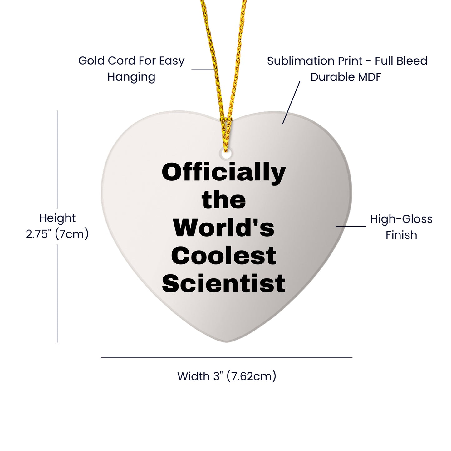 Funny Officially The World's Coolest Scientist Gifts for Scientist Friends and Family Christmas Unique Heart Ornament Gifts from Men to Women