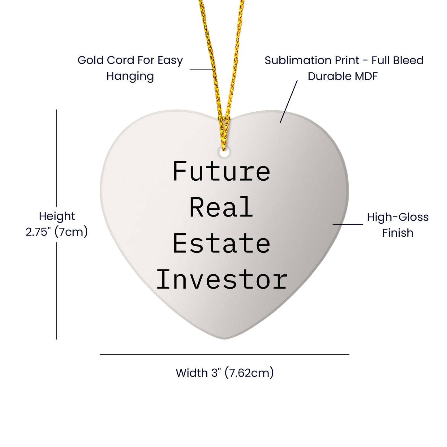 Funny Real Estate Investor Heart Ornament - 'Future Real Estate Investor' Quote, Christmas Gifts