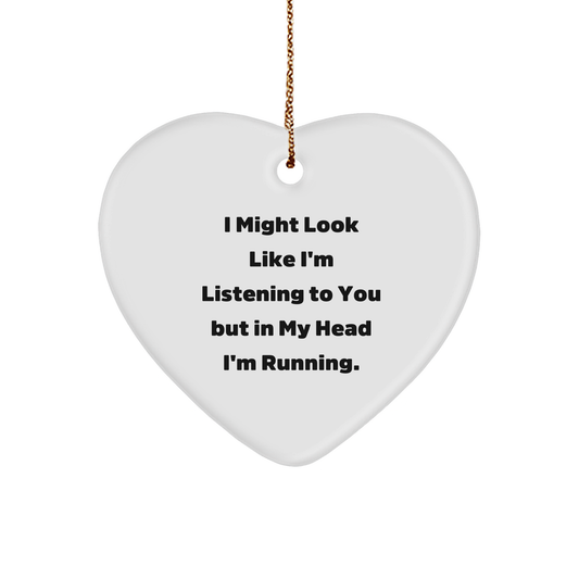 Funny Running Gifts for Her, Inspirational Quotes, Heart Ornament with Running Motivation, Gifts from Her to Running Friend, Christmas Unique