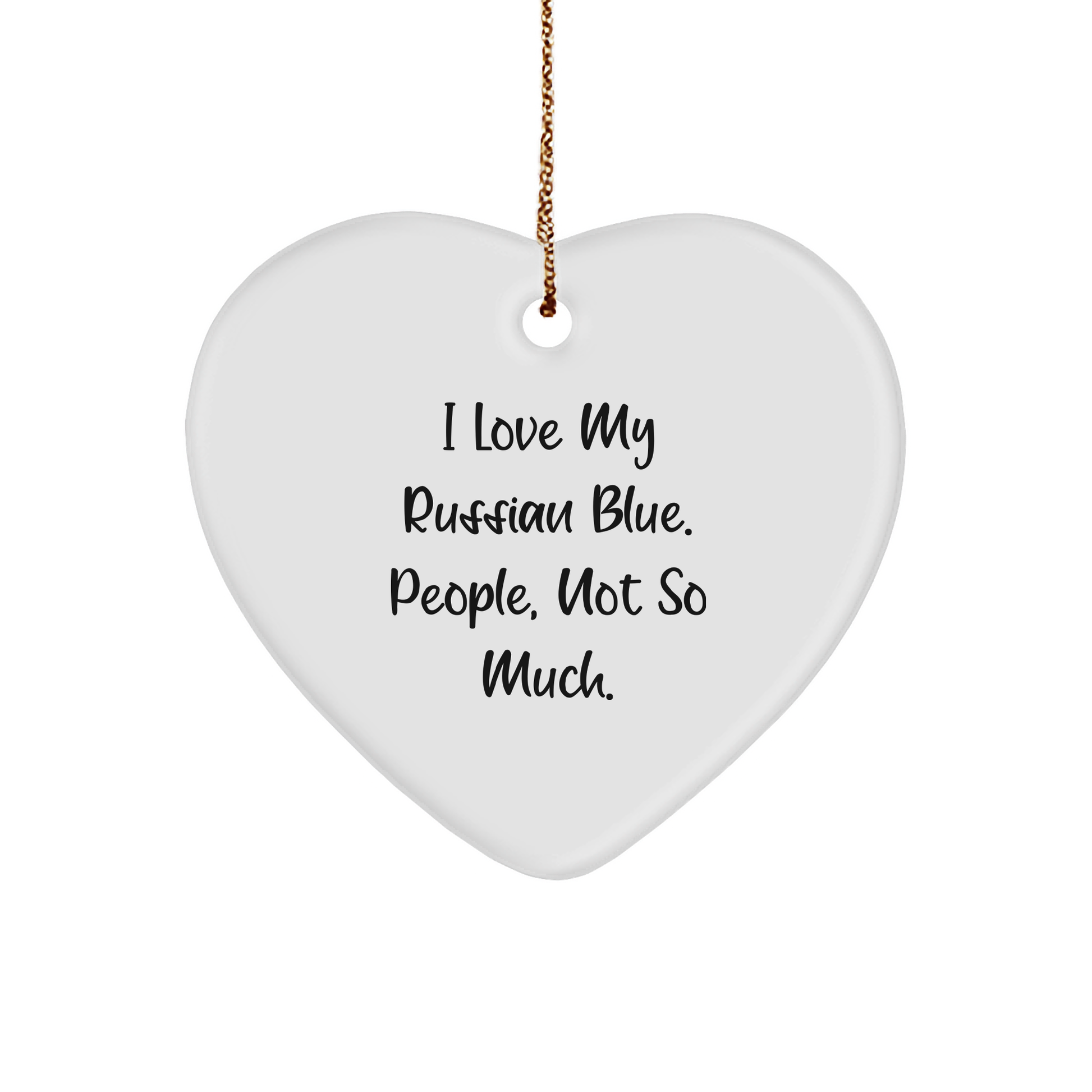 Funny Russian Blue Cat Heart Ornament Gifts from Friends to Family for Christmas
