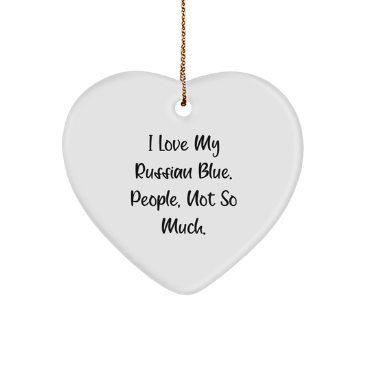 Funny Russian Blue Cat Heart Ornament Gifts from Friends to Family for Christmas