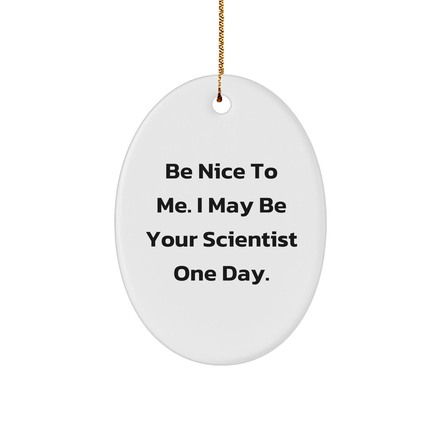 Funny Scientist Gifts, Be Nice To Me. I May Be Your Scientist One Day., Oval Ornament, Christmas Unique Gifts from Friends to Scientist