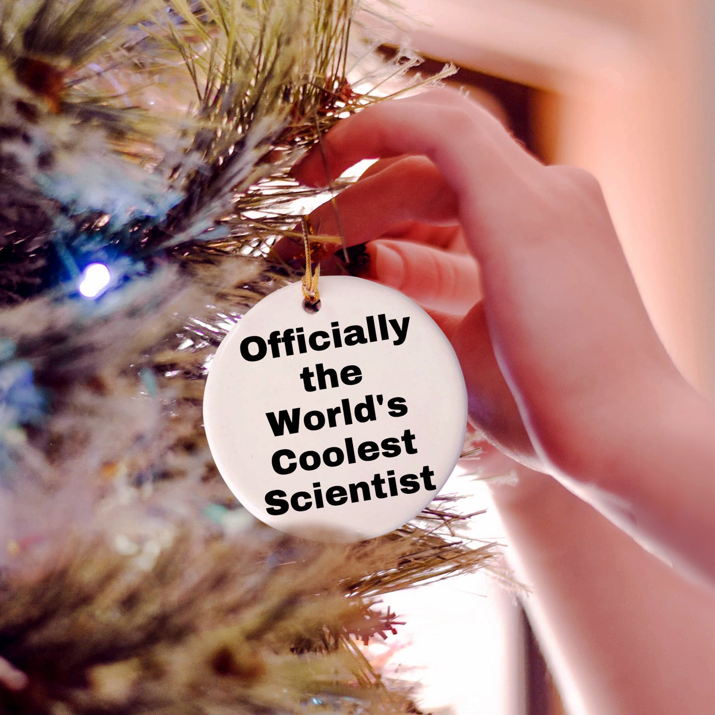 Funny Scientist Gifts, Officially The World's Coolest Scientist, Circle Ornament, Christmas Unique Gifts for Scientist Friends