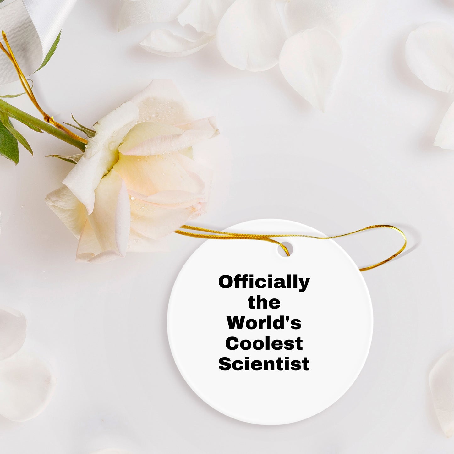 Funny Scientist Gifts, Officially The World's Coolest Scientist, Circle Ornament, Christmas Unique Gifts for Scientist Friends