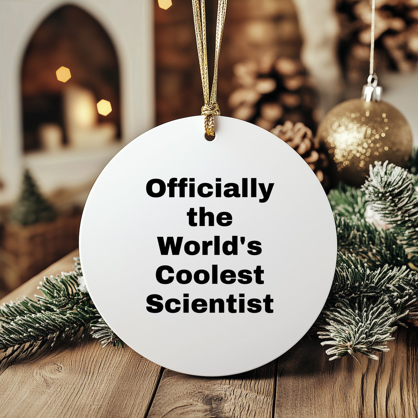 Funny Scientist Gifts, Officially The World's Coolest Scientist, Circle Ornament, Christmas Unique Gifts for Scientist Friends