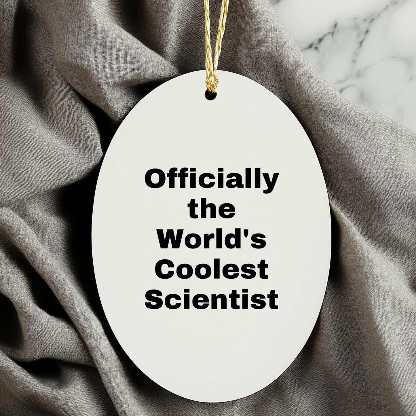 Funny Scientist Gifts for Men Friends Coworkers Family - Officially The World's Coolest Scientist Oval Ornament, White, 3.25\ - Mallard Moon Gift Shop