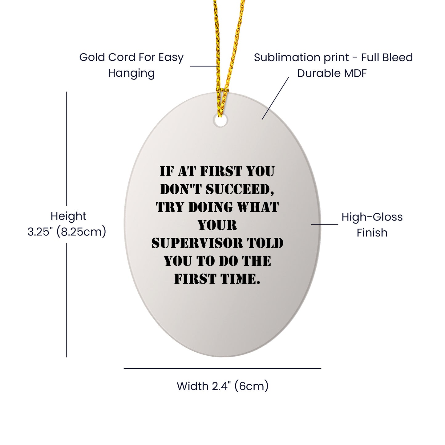 Funny Supervisor Christmas Unique Gift Ideas - Oval Ornament from Friends, Coworkers, or Family