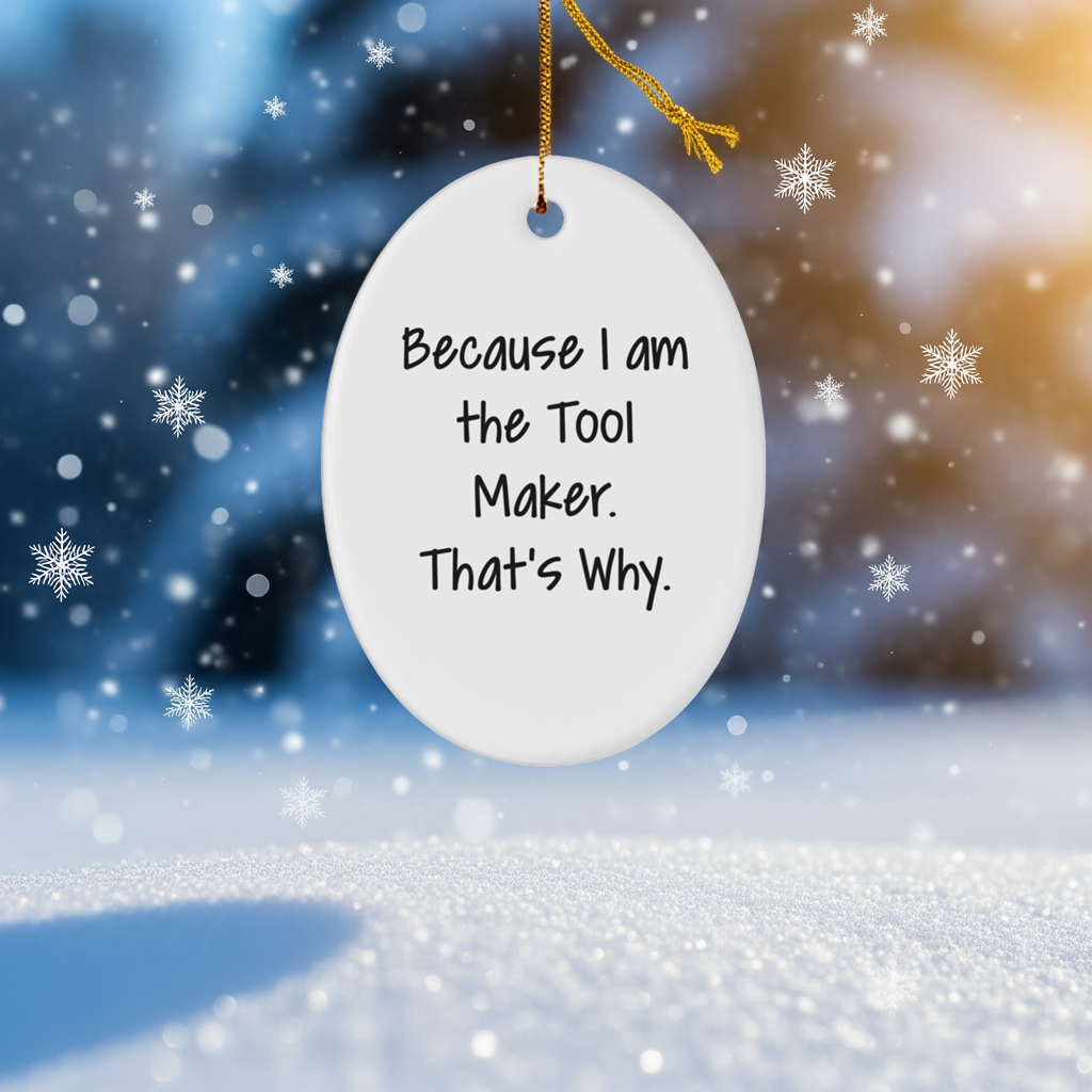 Funny Tool Maker Christmas Gifts - Oval Ornament with Quote 'Because I Am The Tool Maker. That's Why.' - Unique Present for Men