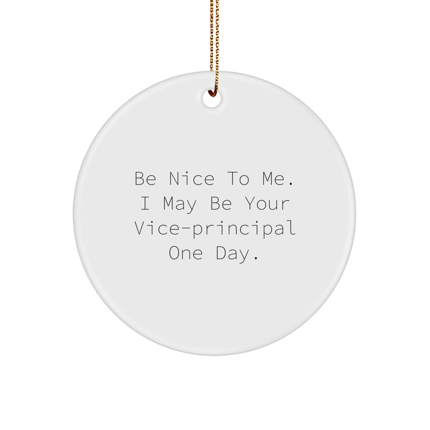 Funny Vice-principal Gifts: Be Nice To Me. I May Be Your Vice-principal One Day., Circle Ornament Christmas Gifts