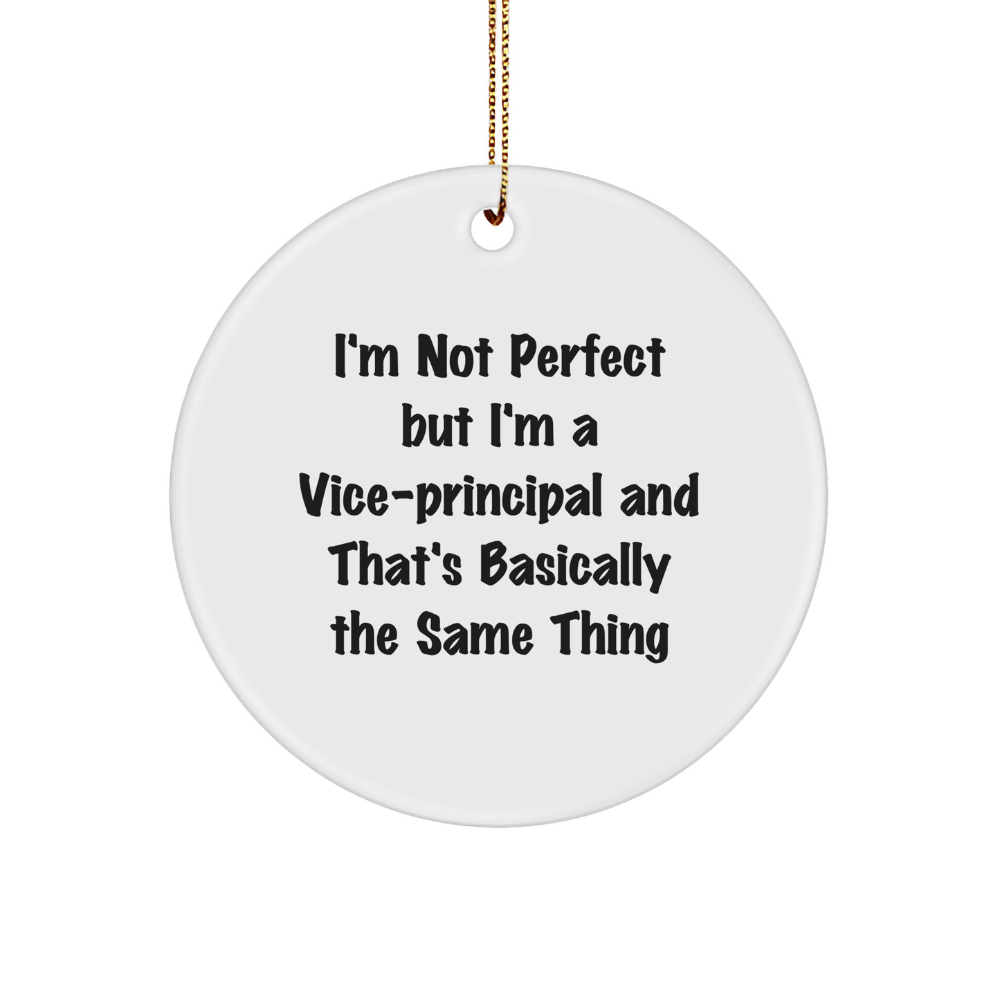Funny Vice-principal Gifts from Men, Unique Circle Ornaments for Christmas, 'I'm Not Perfect' Quote
