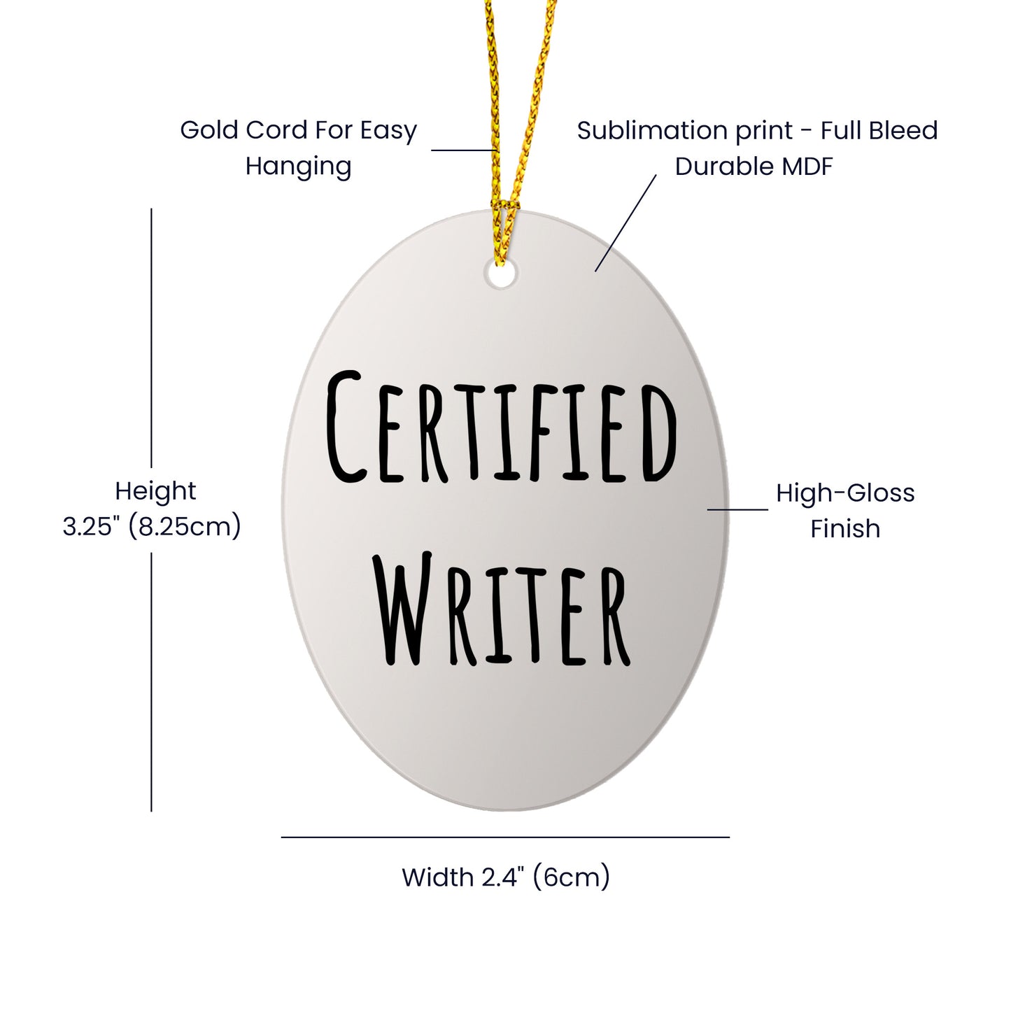 Funny Writer Quotes Oval Ornament Gifts from Friends, Perfect for Christmas Memorable Presents for Writers Men or Women