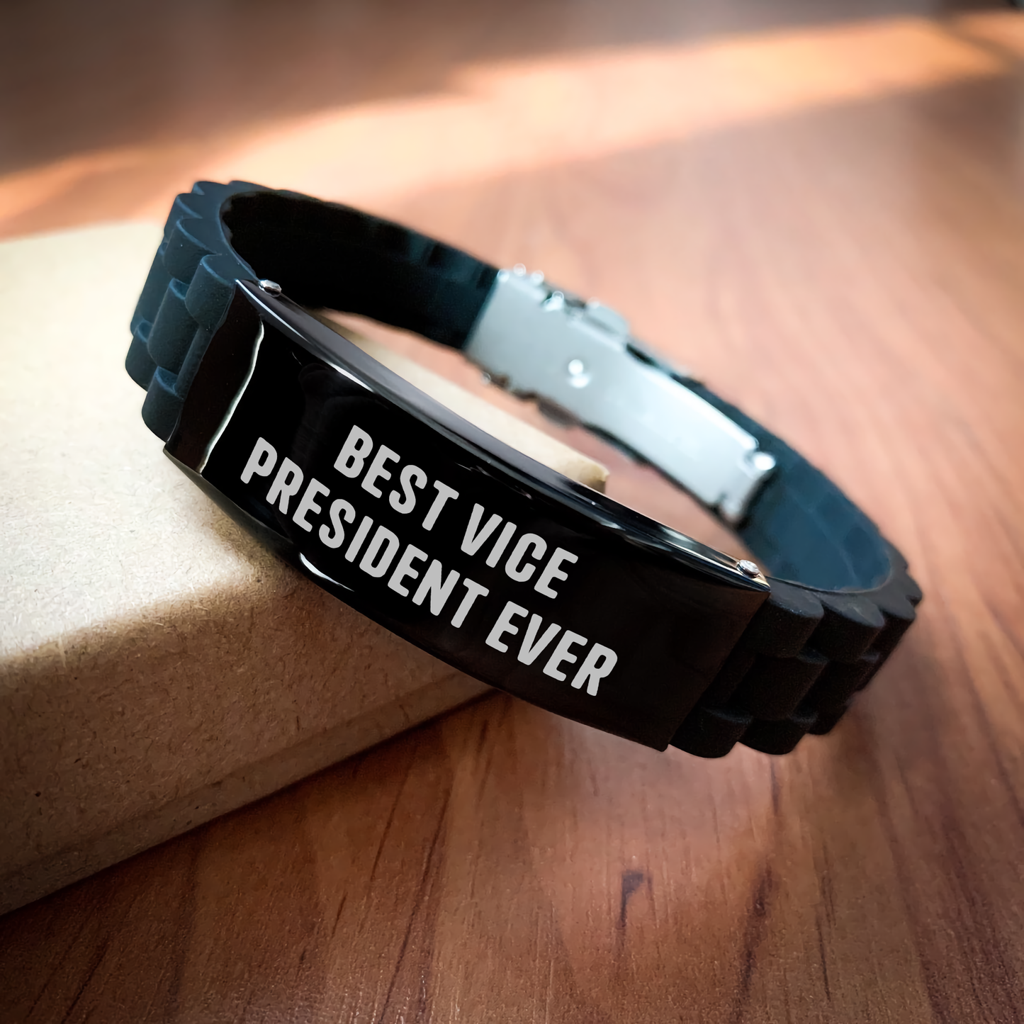 Funny Vice President Gifts from Friends - Best Vice President Ever Glide lock Clasp Bracelet for Men on Father's Day - Gifts for Vice President - Image 2