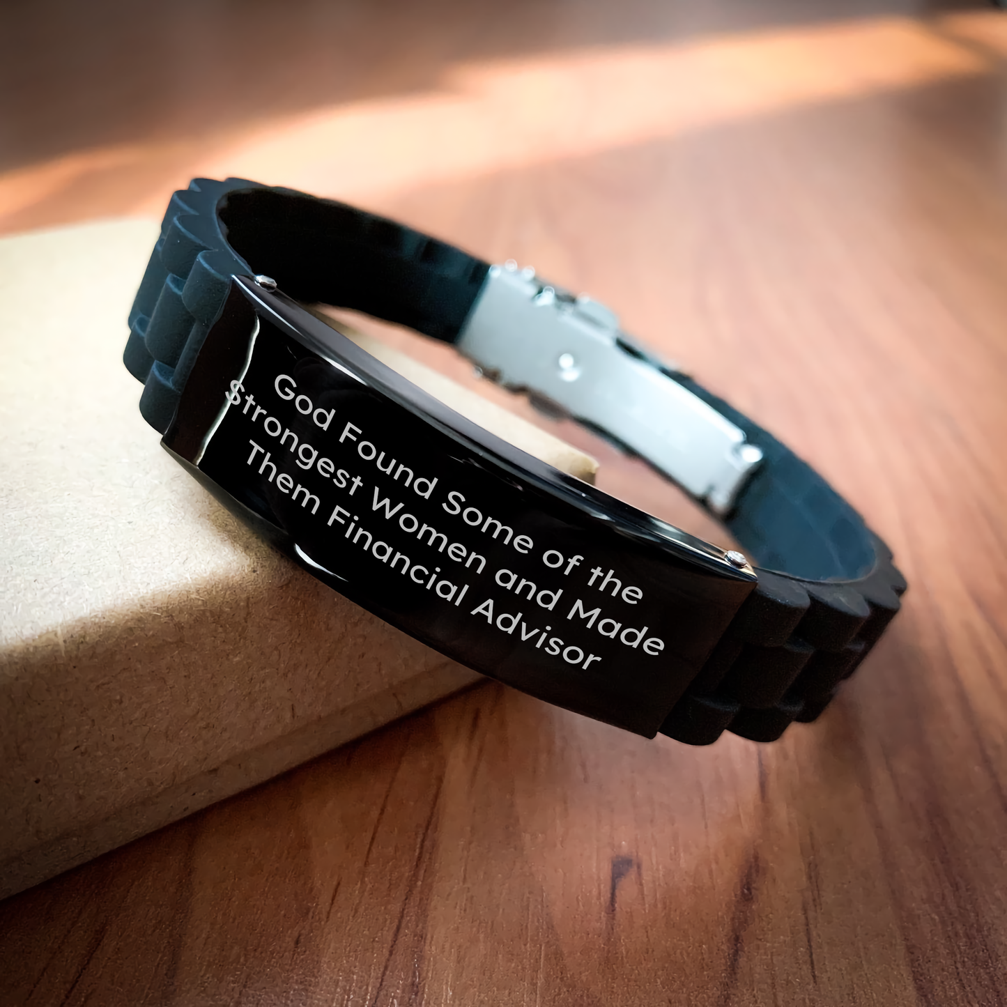 Gifts from Women, Funny Inspirational Quote, Financial Advisor Gifts for Her, Glide lock Clasp Adjustable Black Stainless Steel Silicone Graduation Unique Gifts - Image 2