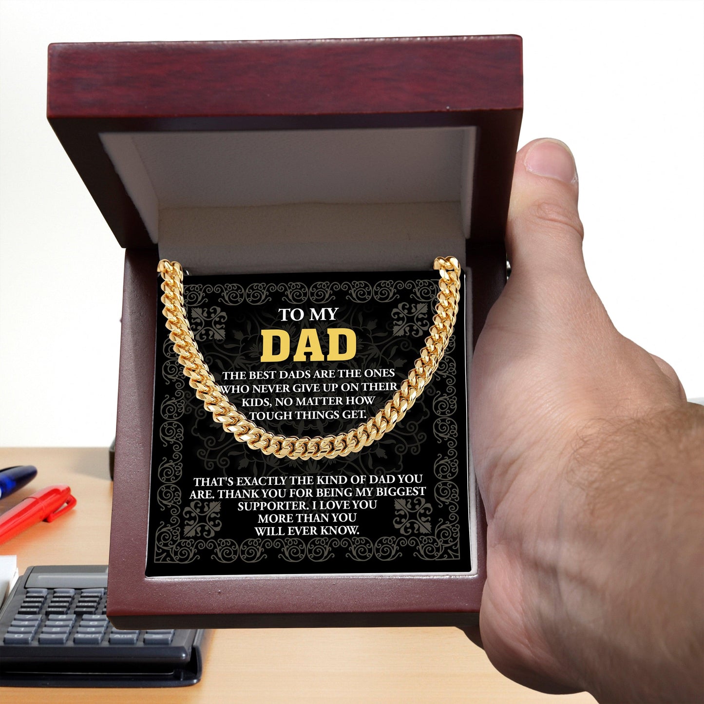 Gift for Dad- Best Kind Of Dad Cuban Chain Link Necklace with Gift Box - Mallard Moon Gift Shop
