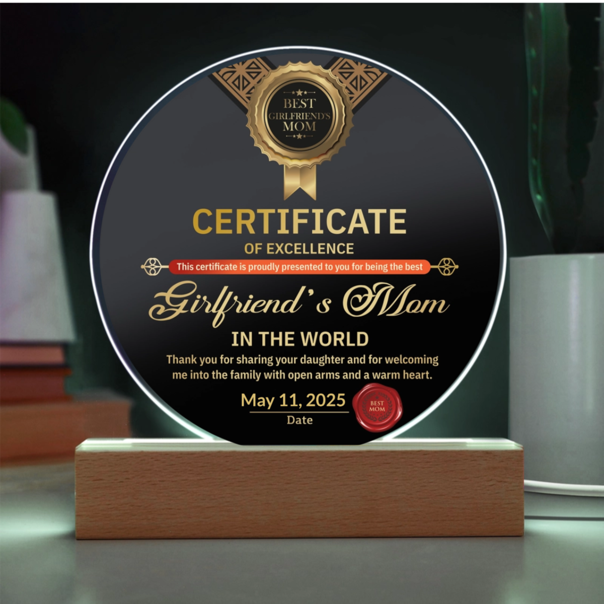 Mother's Day Gift for your Girlfriend's Mom Round Acrylic Plaque - Mallard Moon Gift Shop