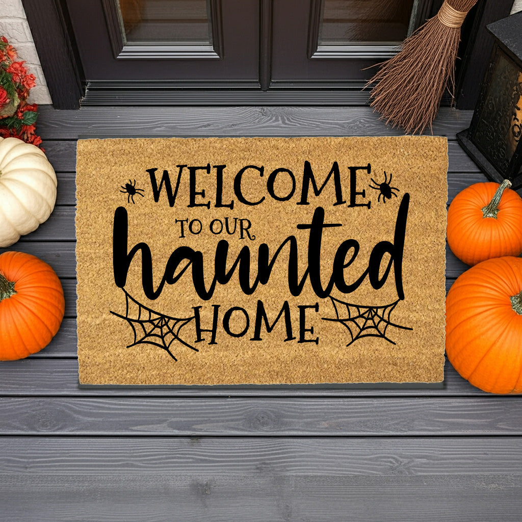 Welcome to Our Haunted Home Doormat – Spooky Halloween Coir Mat Décor - Mallard Moon
