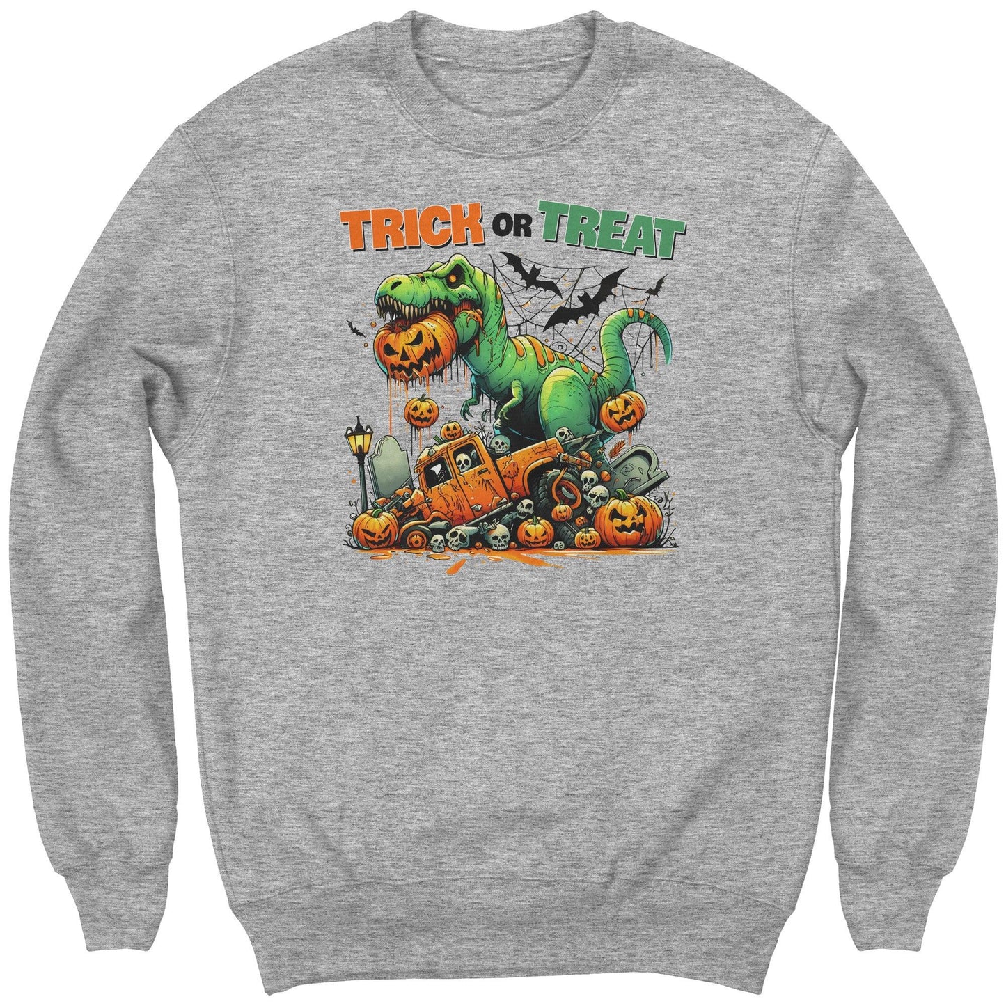 Halloween Trick or Treat Monster Dinosaur Youth Crewneck Sweatshirt - Mallard Moon Gift Shop