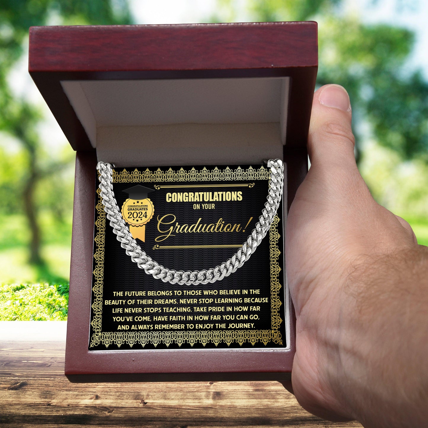 Graduation Gift for Him Take Pride in How Far You Have Come Cuban Chain Link Necklace - Mallard Moon Gift Shop