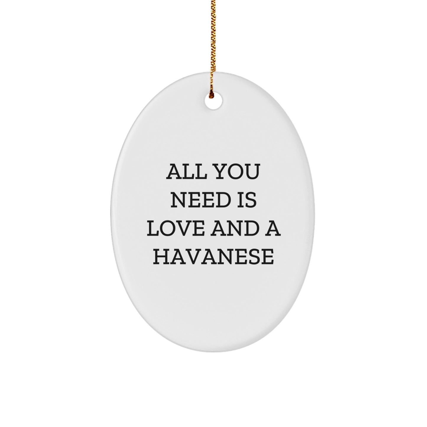 Havanese Dog Lovers Gifts from Friends to Family - Oval Ornament with Funny Quote - All You Need Is Love And A Havanese, Christmas Unique Gifts