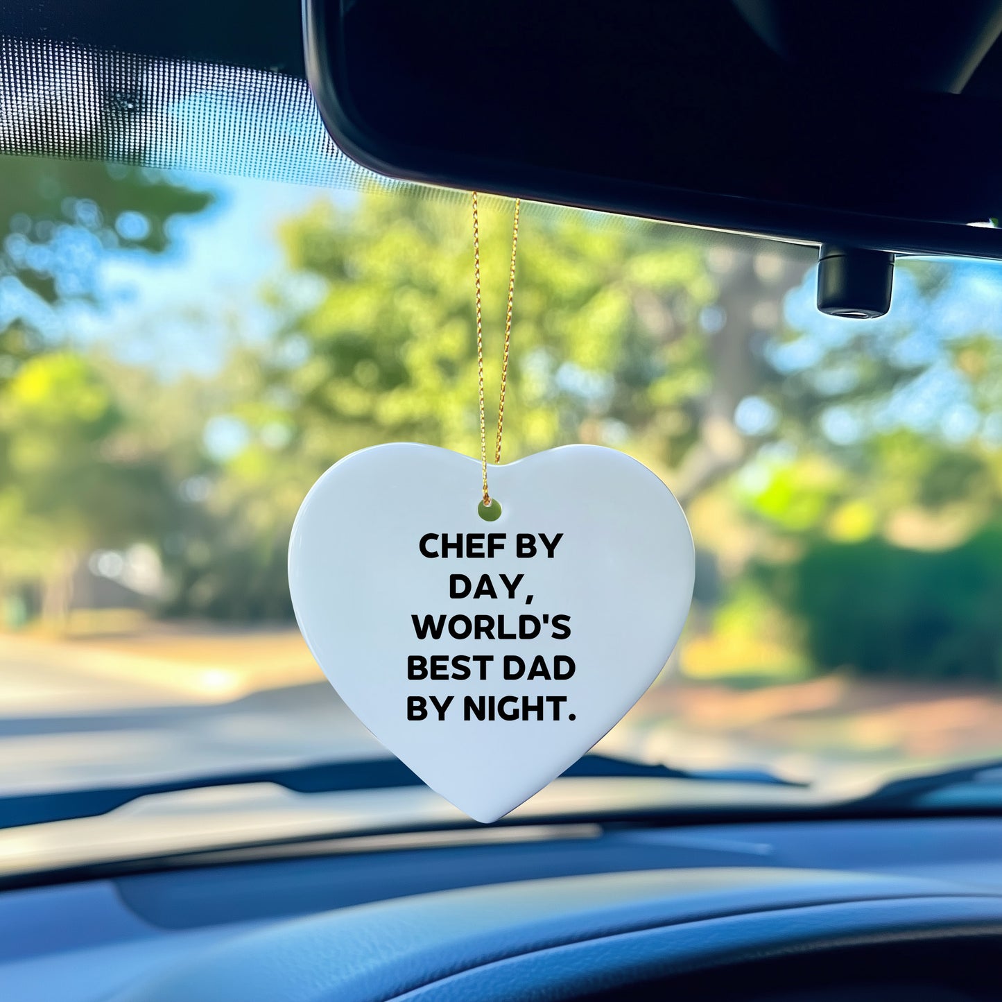 Chef Gifts from Men - Christmas Unique Gifts for Chef by Day, World's Best Dad By Night. Heart Ornament