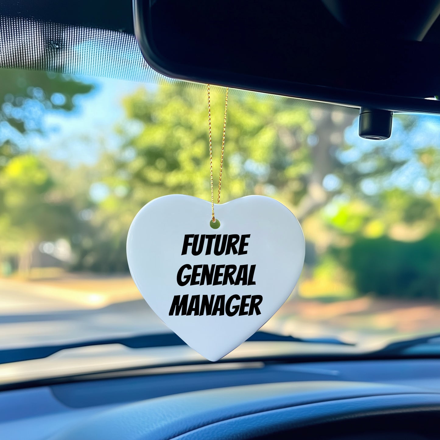 Funny General Manager Heart Christmas Tree Ornament with 'Future General Manager' Quote, - Mallard Moon