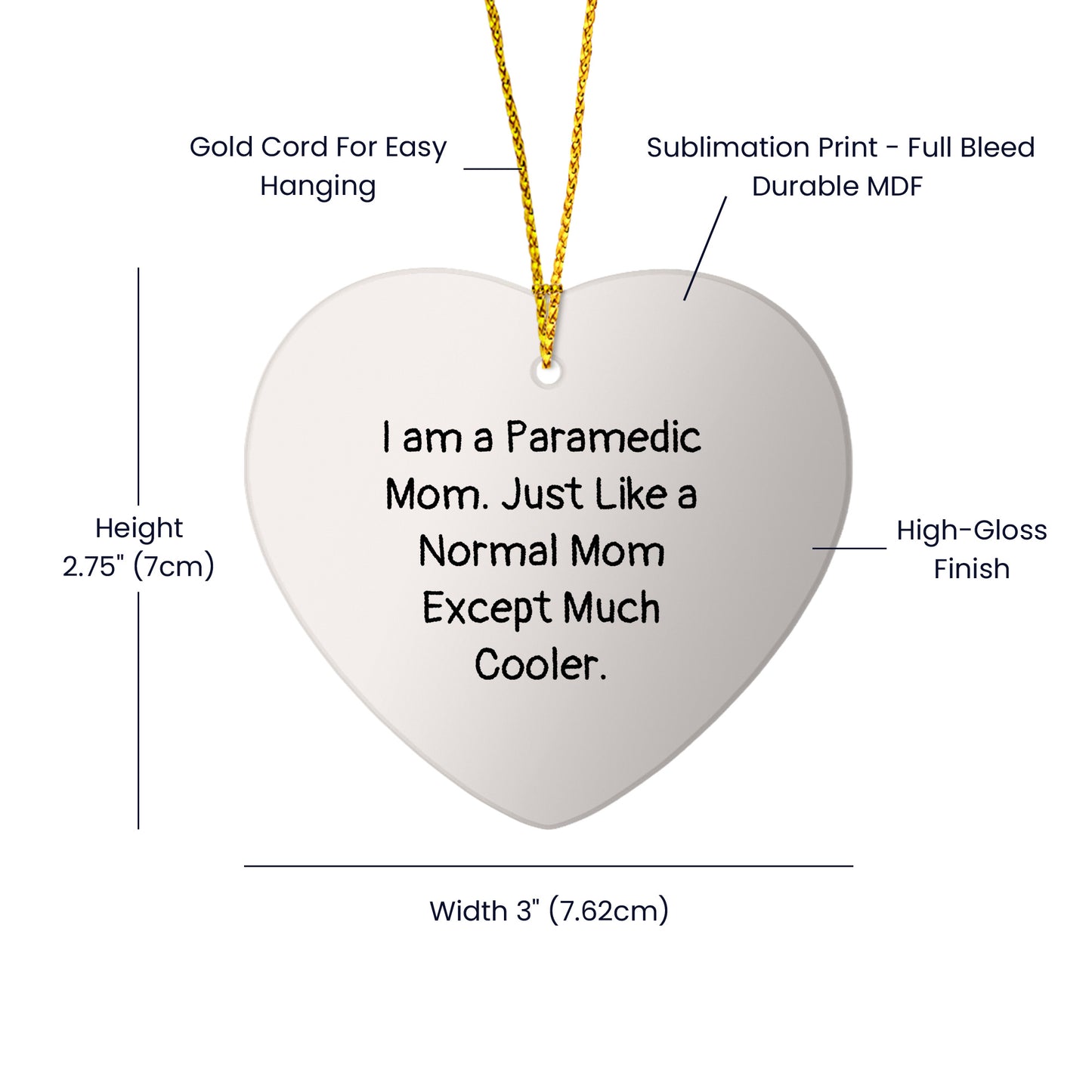 Paramedic Mom Heart Christmas Tree Ornament - Mallard Moon