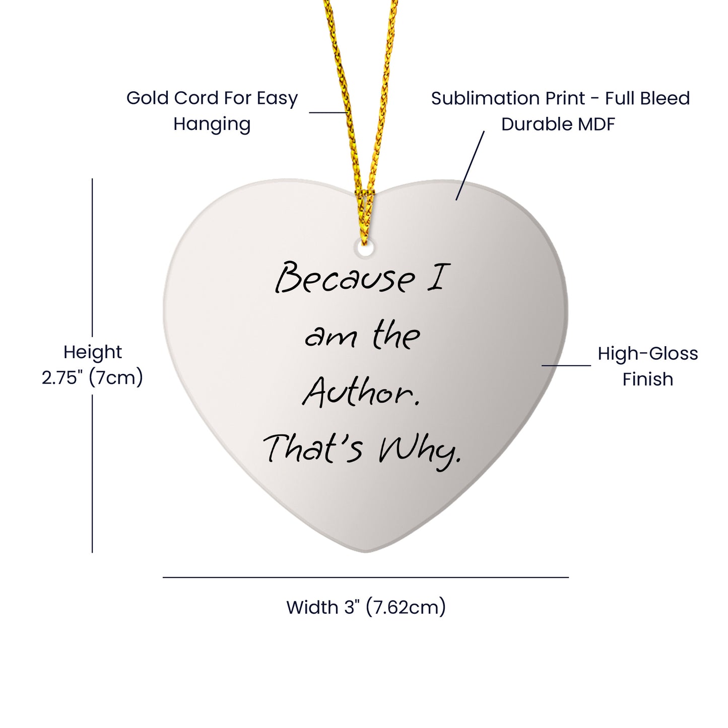 Author Gifts from Friends to Author, Heart Ornament with Funny Quote, Christmas Unique Gifts - Mallard Moon