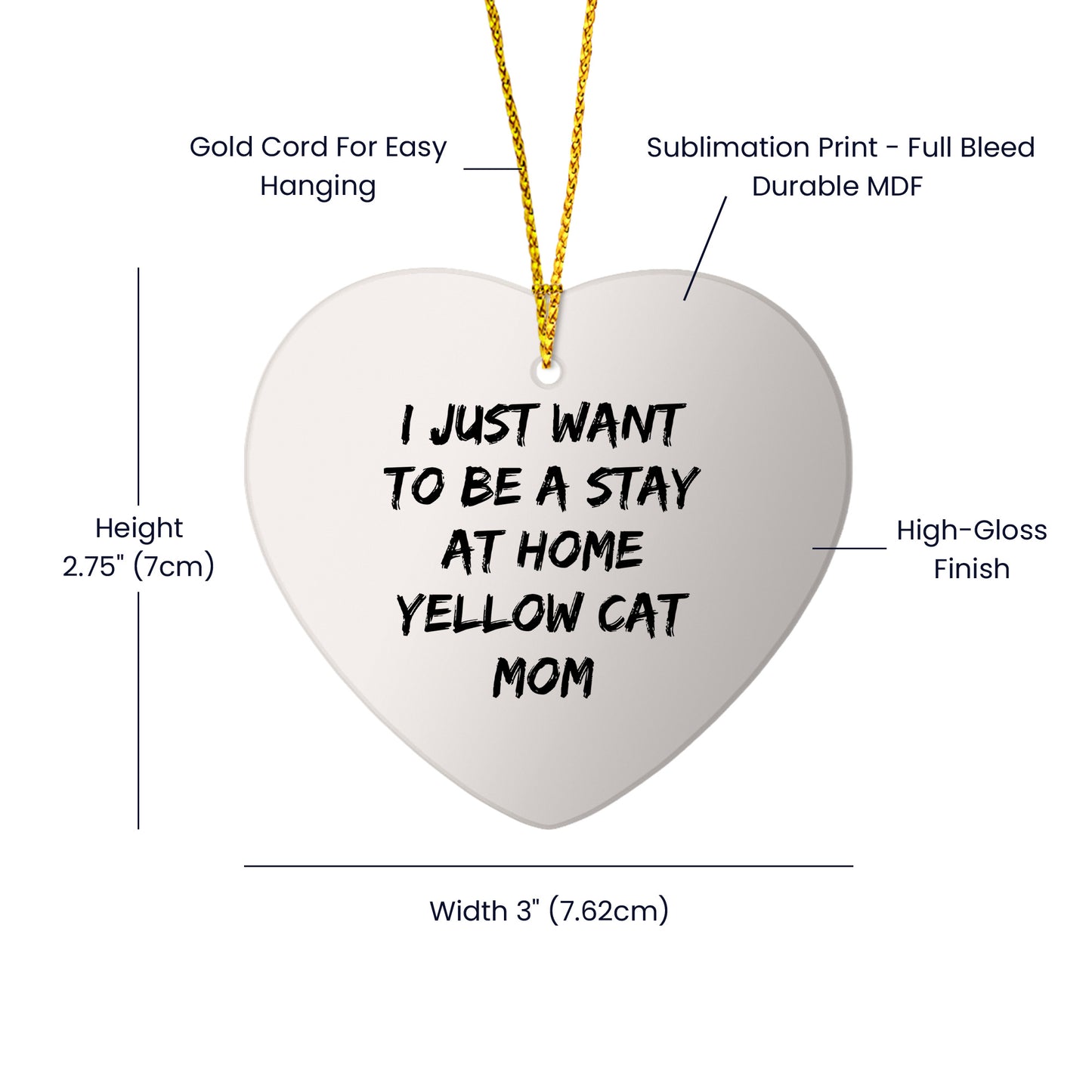 Yellow Cat Mom Gifts - I Just Want To Be A Stay At Home Yellow Cat Mom Heart Ornament,