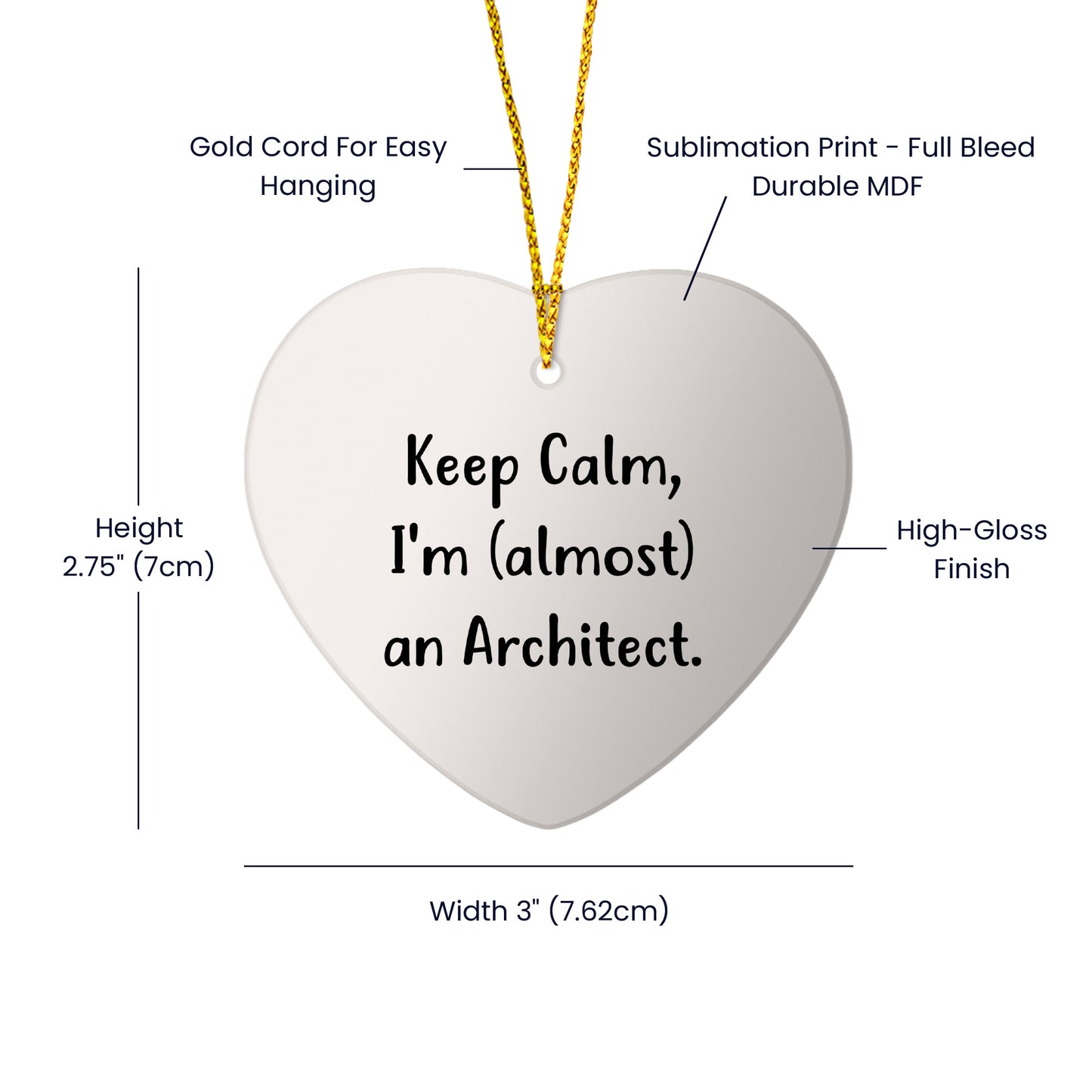 Funny Architect Heart Christmas Ornament- Keep Calm I'm (almost) An Architect