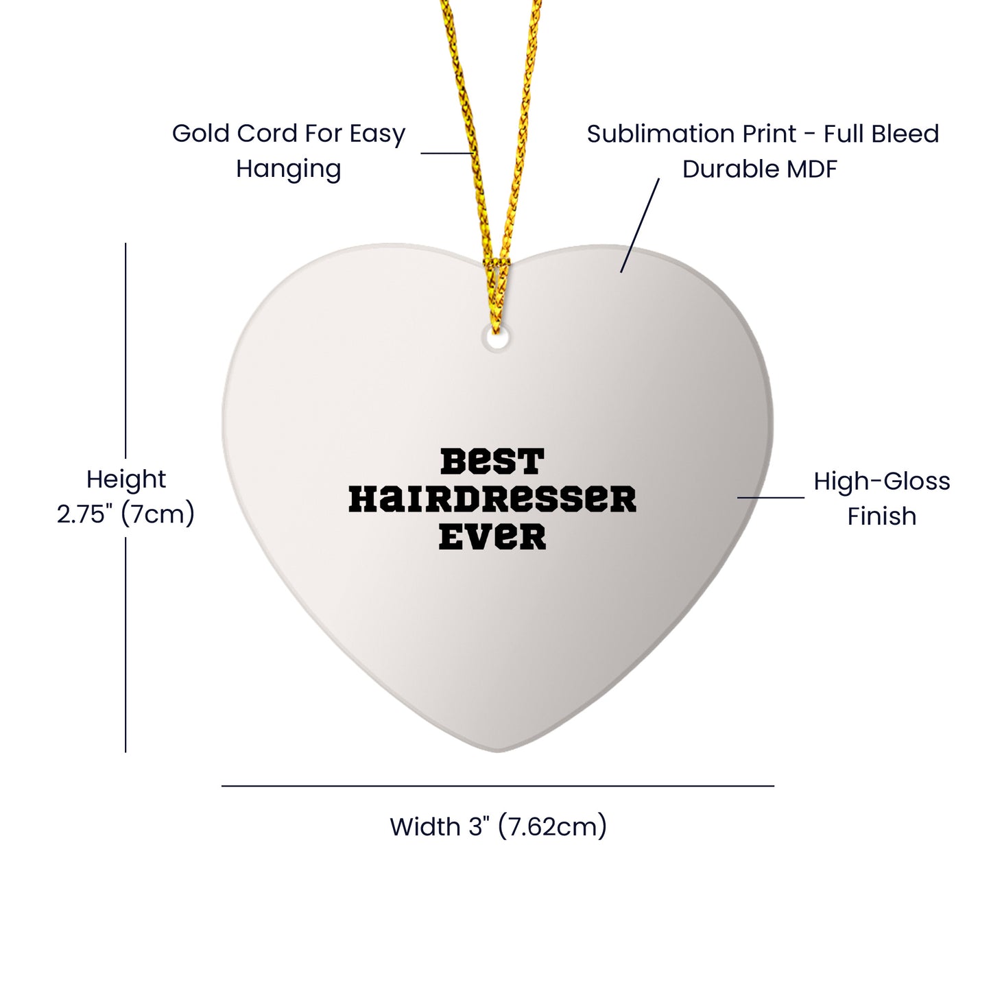 Funny Hairdresser Steel Heart-shaped Christmas Tree Ornament - Best Hairdresser Ever Gift - Mallard Moon