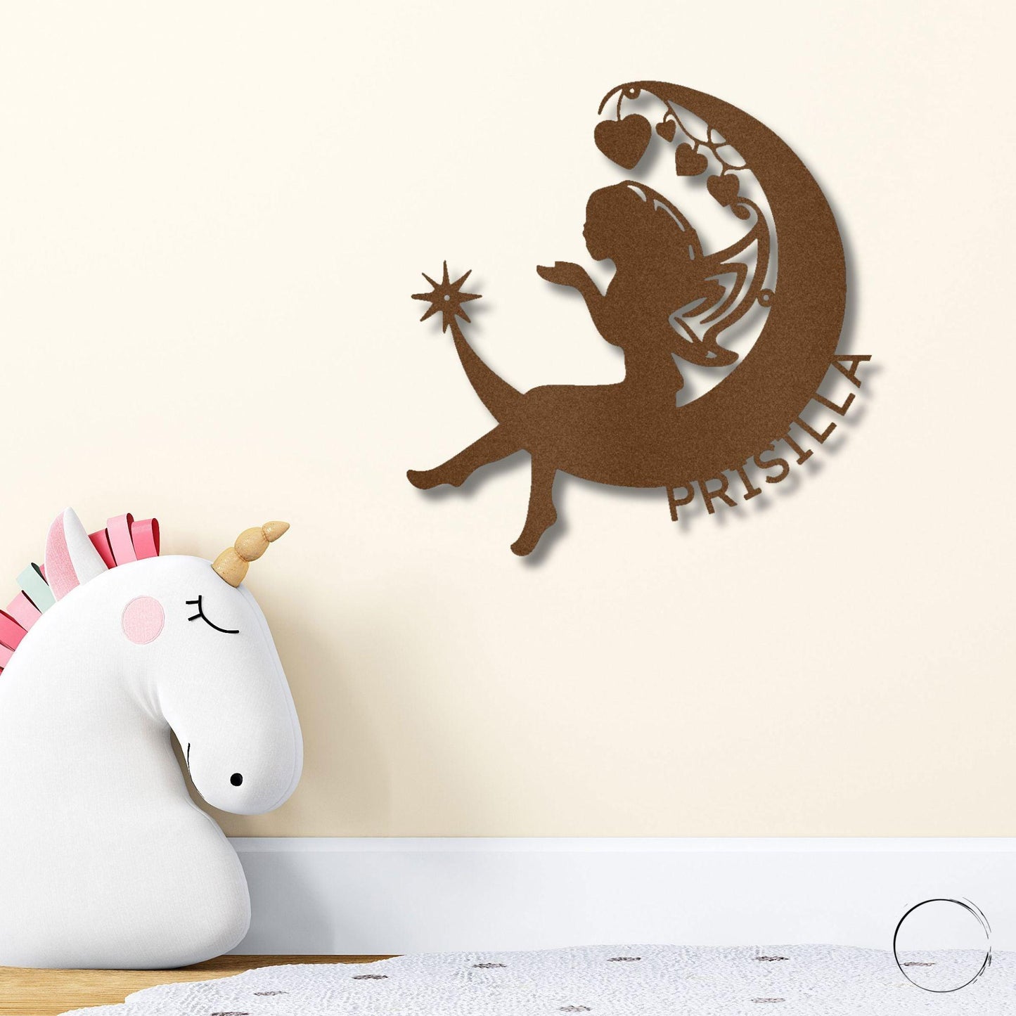 Fairy Moon Custom Name Metal Art Wall Sign - Mallard Moon Gift Shop
