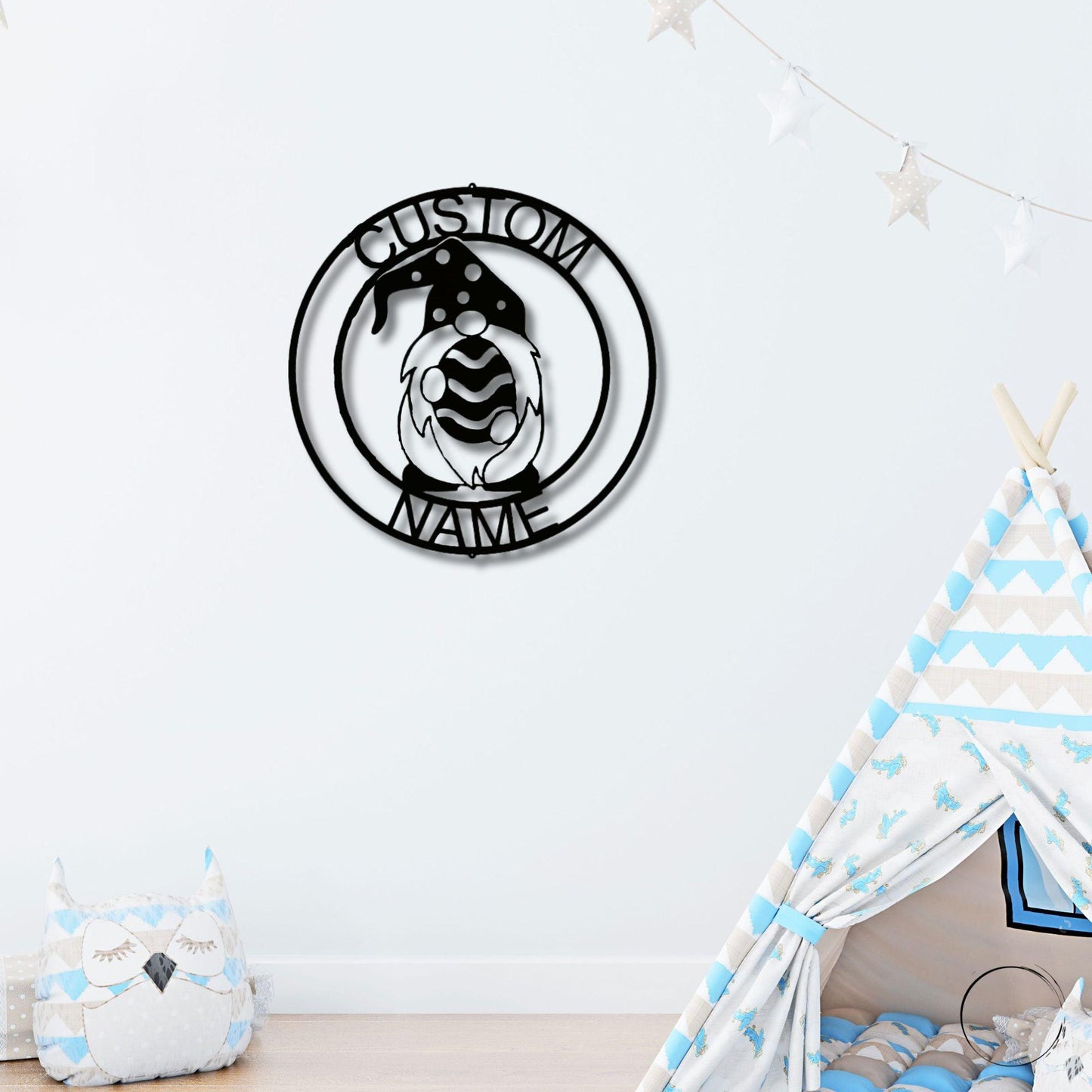 Gnome Easter Egg Custom Name Metal Art Wall Sign Home Decor - Mallard Moon Gift Shop