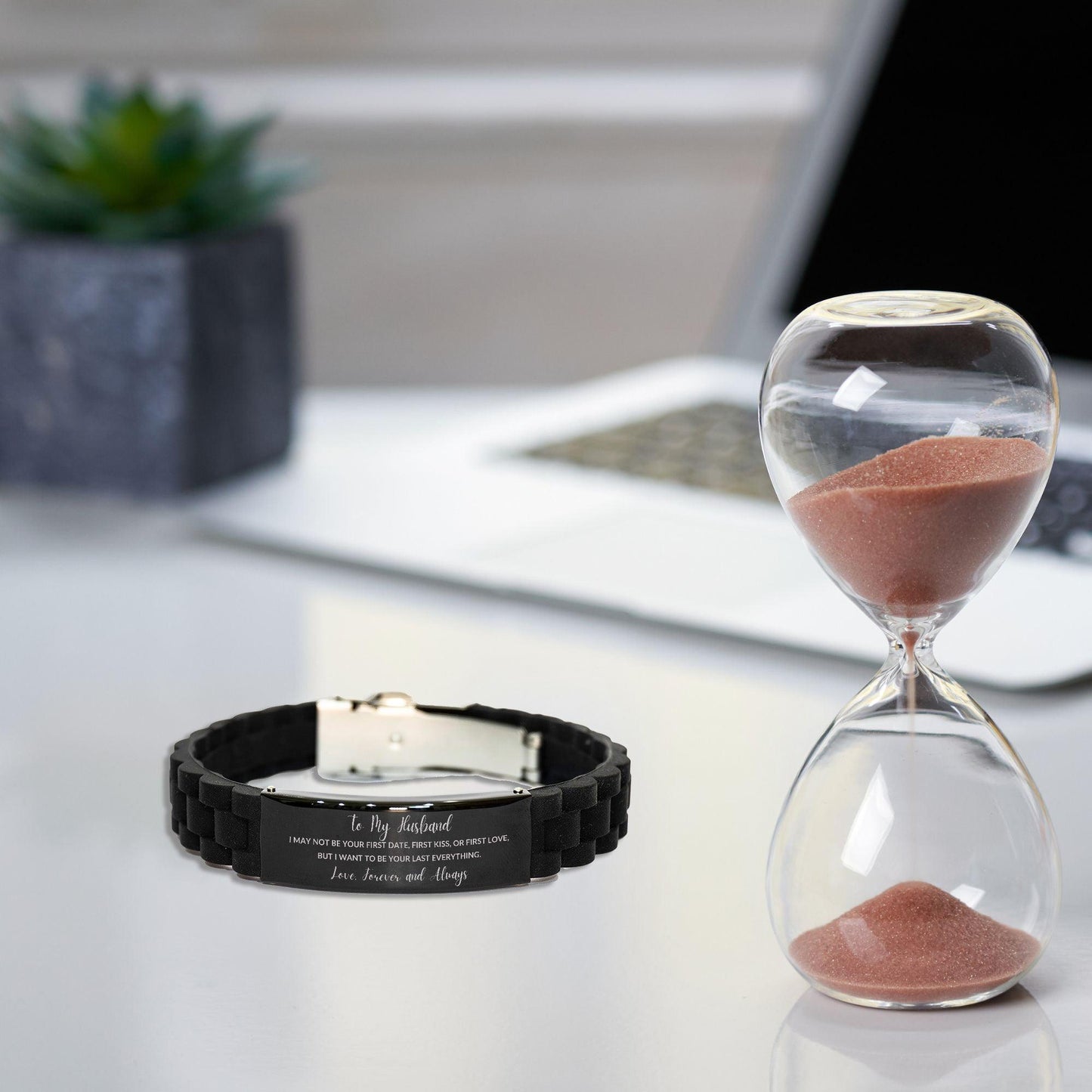 To My Husband I Want to Be Your Last Everything Engraved Black Glidelock Clasp Bracelet Romantic Valentine Gift dreams, never forget how amazing you are- Birthday, Christmas Holiday Gifts - Mallard Moon Gift Shop