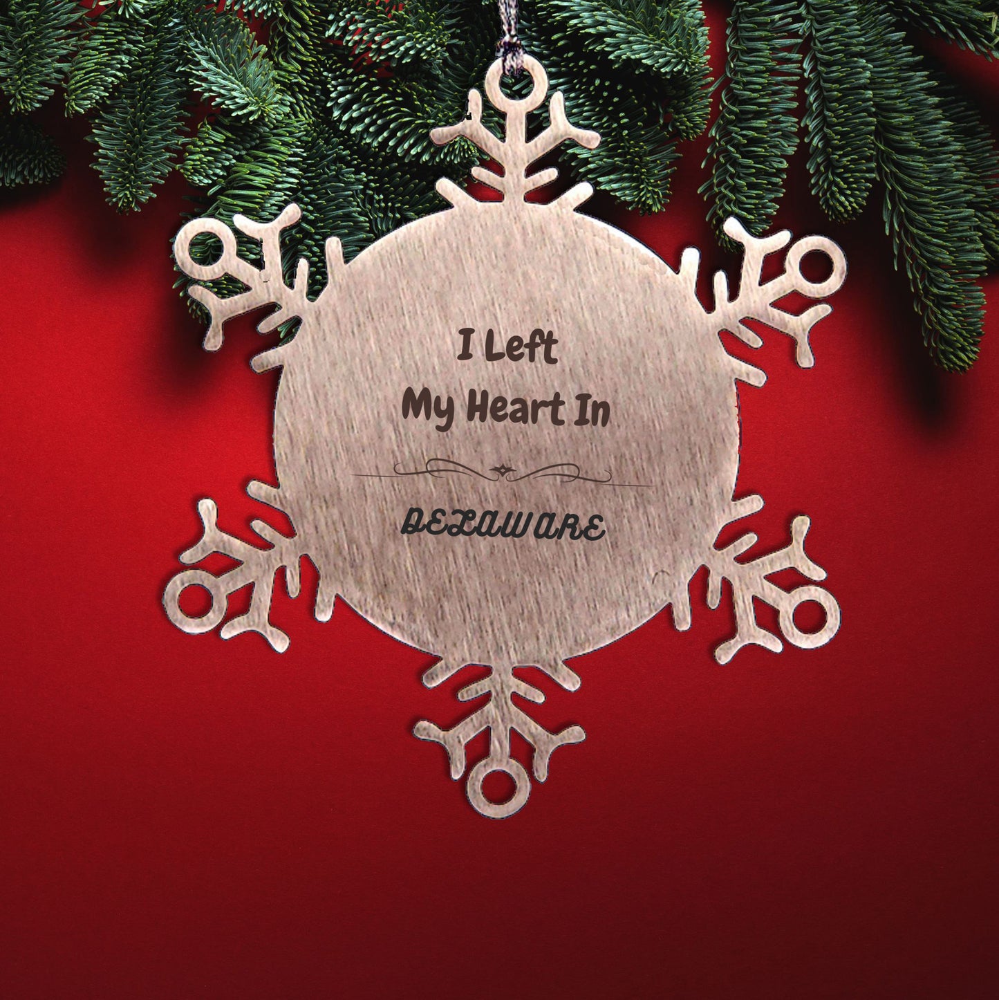 I Left My Heart In Delaware Gifts, Meaningful Delaware State Snowflake Ornament for Delaware People - Mallard Moon Gift Shop