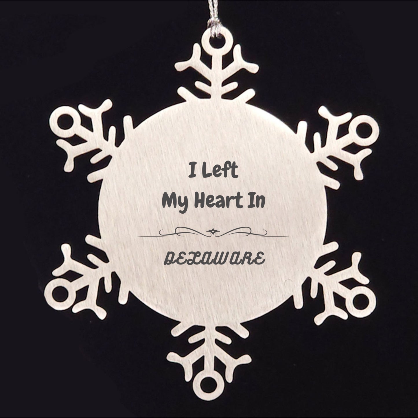 I Left My Heart In Delaware Gifts, Meaningful Delaware State Snowflake Ornament for Delaware People - Mallard Moon Gift Shop
